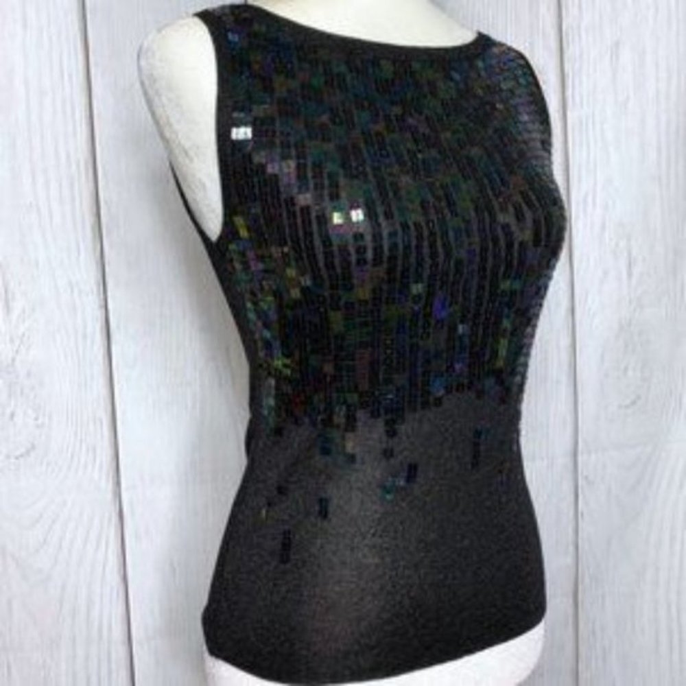 Voguer Sequin Black Blouse & Cardigan Set